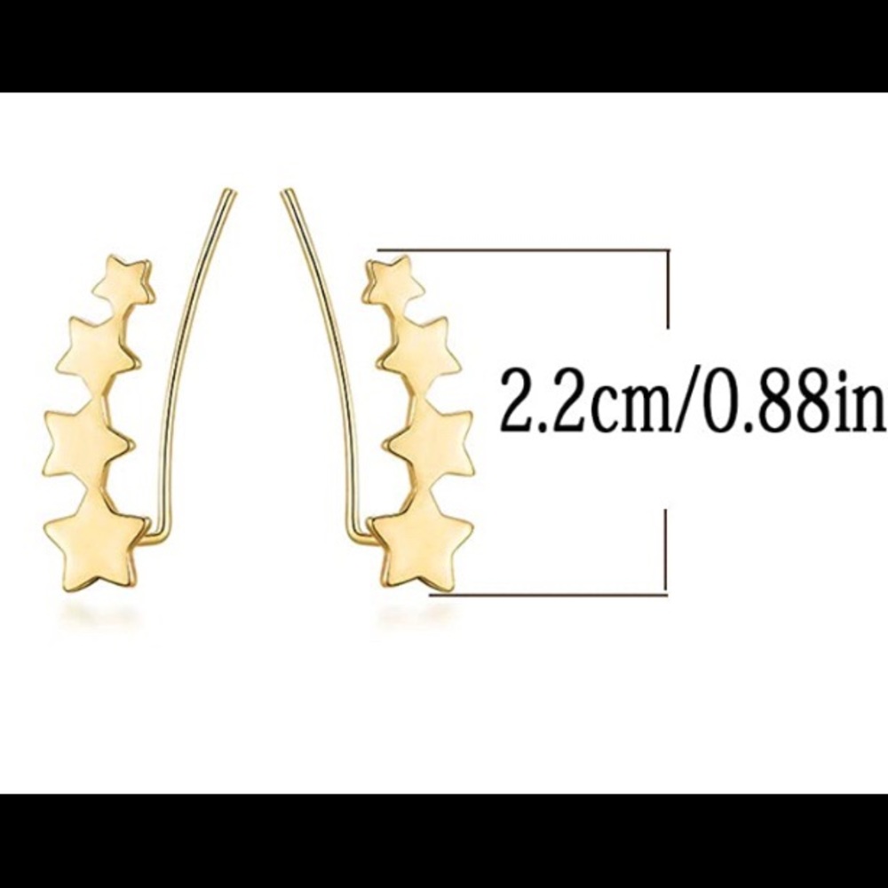 :: Gold⚜️💫Shooting Star Ear Climbers - Picture 2 of 4